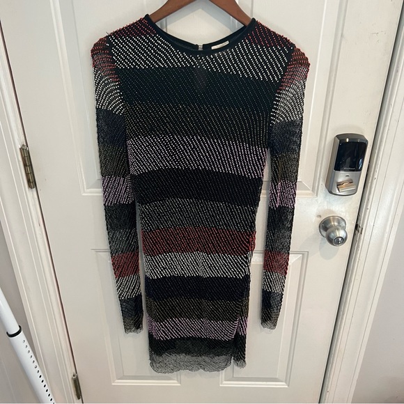 RUNWAY H&M STUDIO Beaded Paris Fashion Week Dress Long Sleeve Mini - Picture 6 of 9